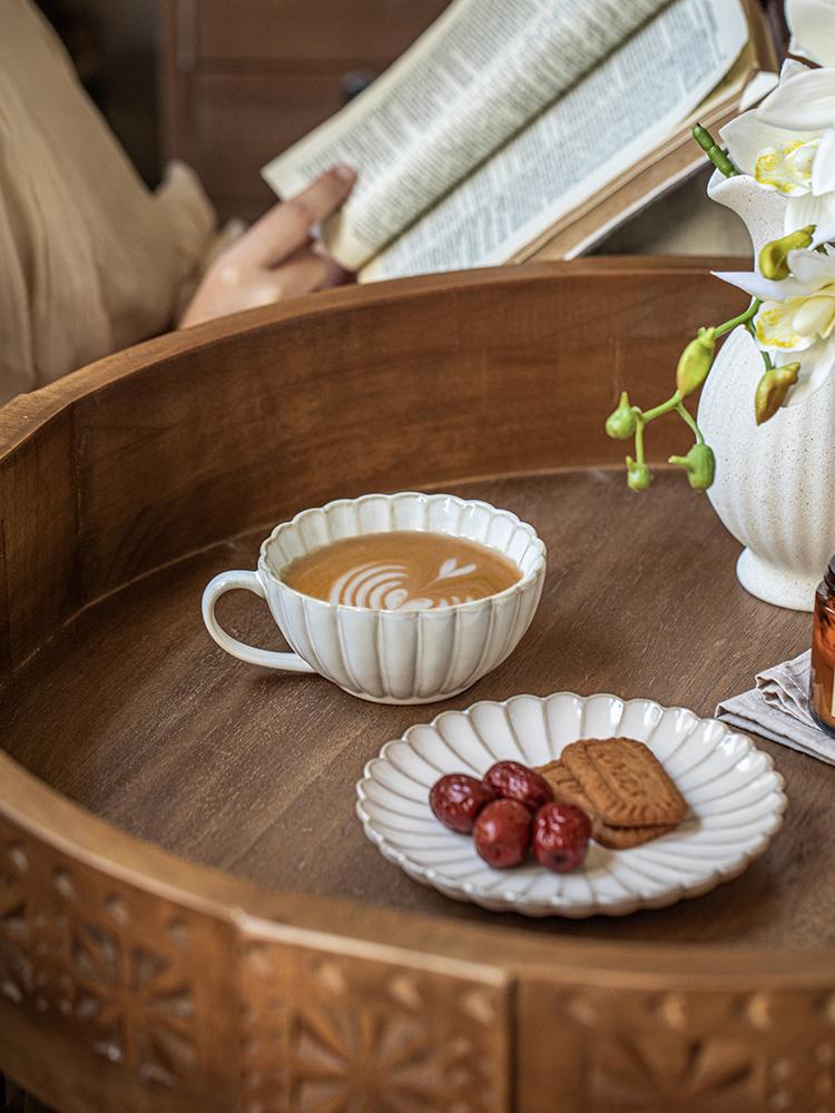 Винтажный керамический набор кофейной чашки и блюдца Время послеполуденного чая Дизайн «Снежинка»