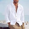 Весенне-осенняя мужская хлопково-конопляная рубашка с длинным рукавом, свободная, повседневная, с карманом и воротником