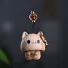 Hand-carved Wooden Cat Phone Chain Cute Car Hanging Ornament Cartoon Bag Charm  Bag Decor