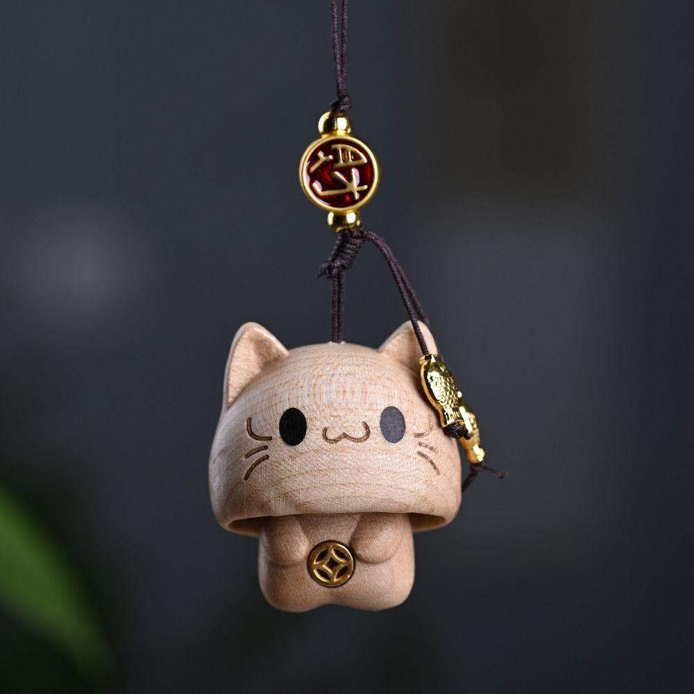 Beech Wood Carving Pendant Hand-carved Bag Charm Cartoon Car Hanging Ornament  Gift Idea