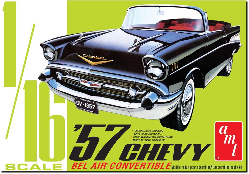 PLATZ AMT 1/16 Scale 1657 Chevy Bel Air Convertible Plastic Model Kit AMT1159 (Car)