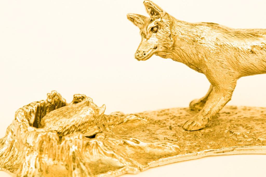 Коллекция художественных фигурок животных из Великобритании, лиса и еж, позолоченные 22 карата (орнамент)