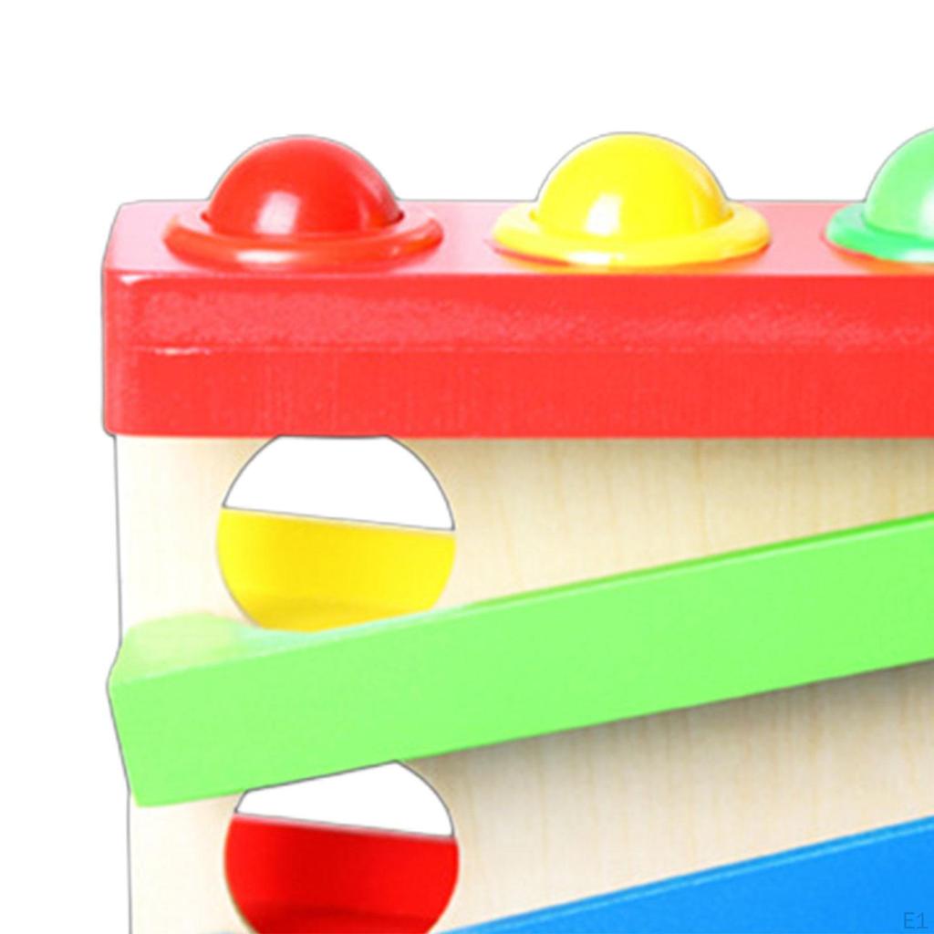 Wooden Pounding Bench Pound A Ball with Hammer Montessori Toy Fine Motor Skills Race Ramp Track