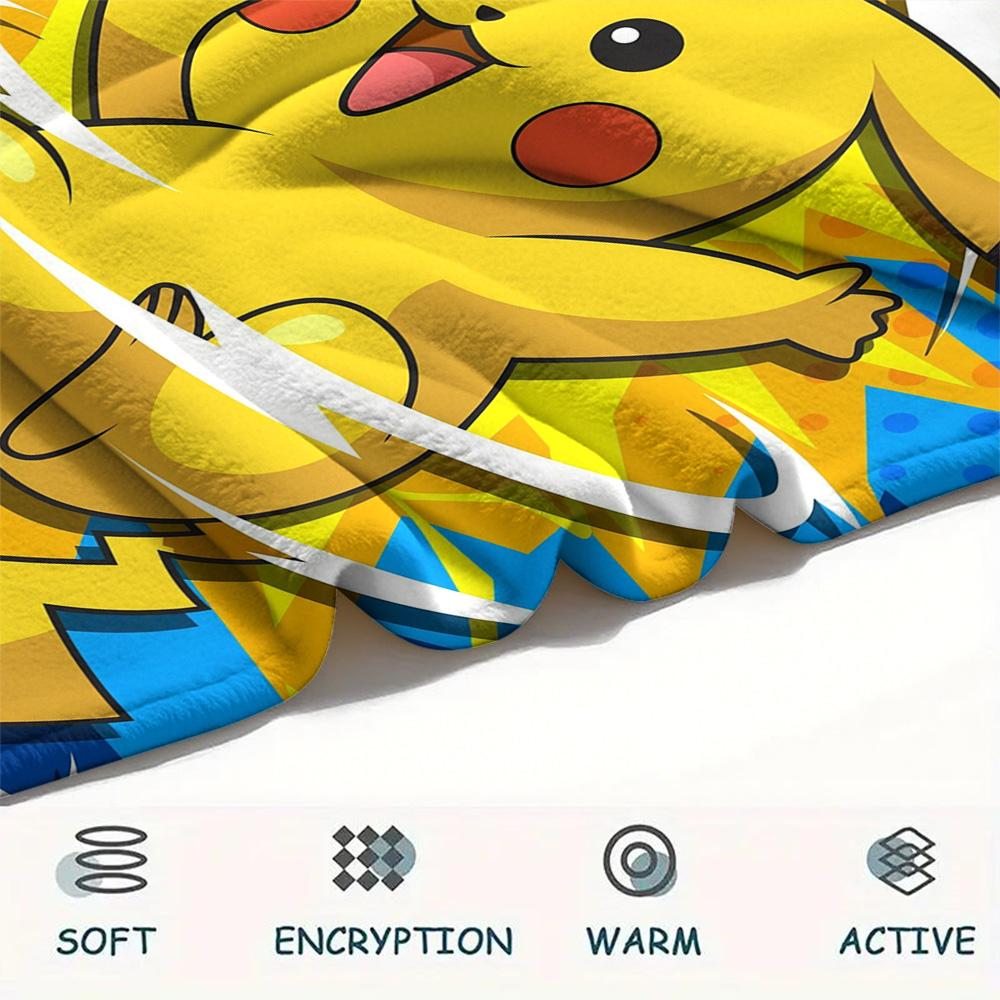 Pikachu and Eevee Print Flannel Blanket, High quality Comfortable for All Seasons, Home Decor, Warmth and Comfort