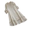Rollup Women Neck Round Shirt Long Sleeve Buttons Placket Shirt Solid Color