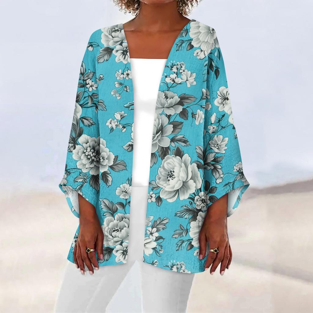 Женская повседневная модная легкая куртка средней длины с принтом в стиле ретро, ​​кардиган