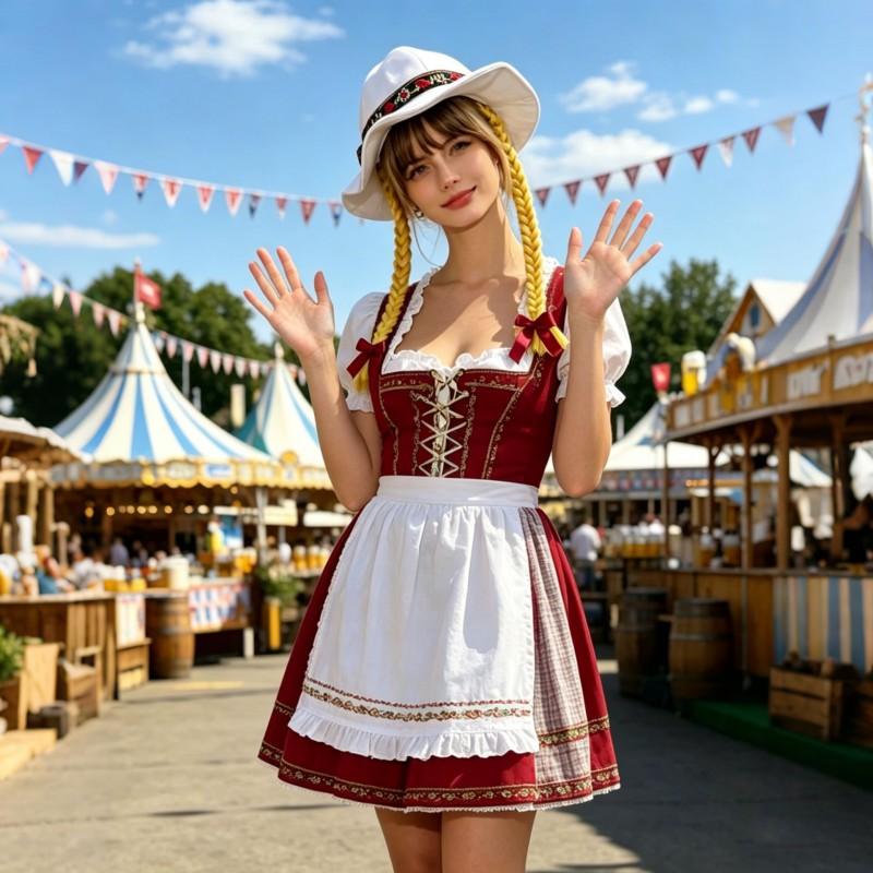 Oktoberfest Braided Hat White Womens Headpiece Halloween Cosplay Costume Accessory