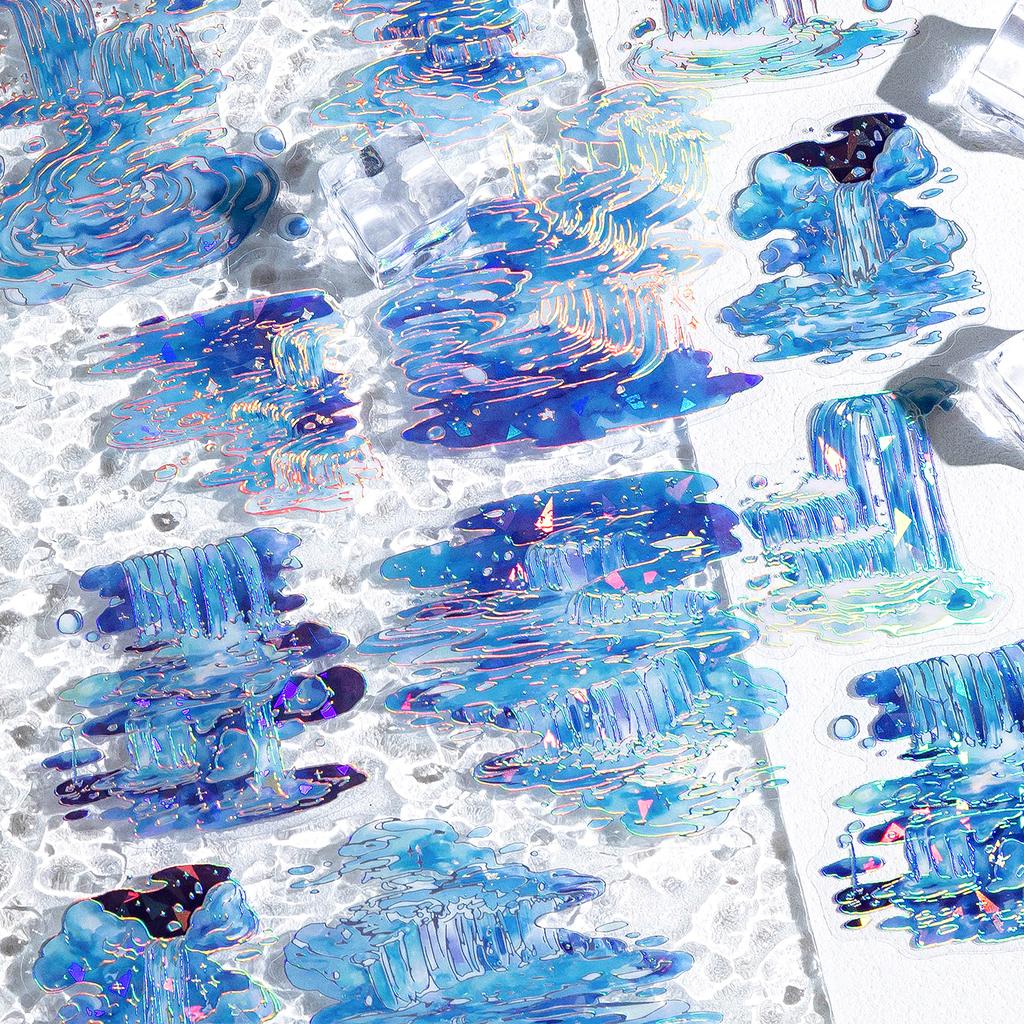 20 Sheets INS laser The shape of water Stickers Diy Diary Scrapbooking Stickers Festival Birthday Party Gift Decorations Labels