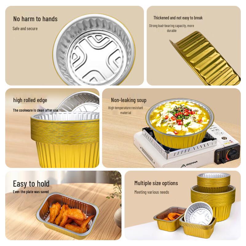 Disposable Round Gold Aluminum Foil Food Container