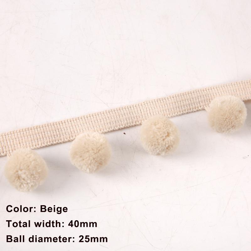 5M/25M 30mm Ball Pom pom Trim 48mm Width Fringe Ribbon Sewing Decoration Pompom Tassel for Pillow Curtain Tablecloth DIY Craft