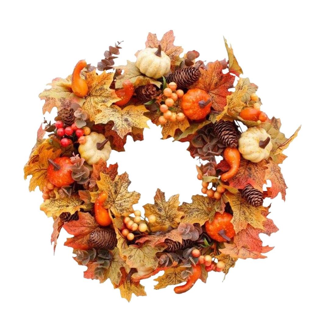 Fall Wreath Front Door Harvest for Indoor Festival Outdoor Halloween