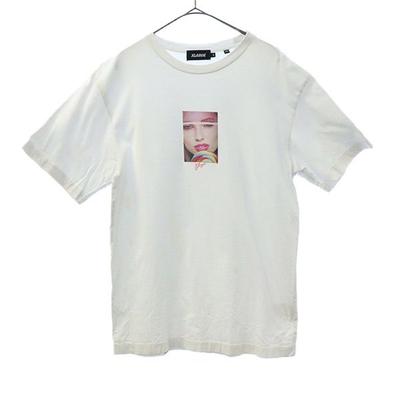Xlarge Принт Футболка с коротким рукавом M белая Круглый вырез Мужская Б/у