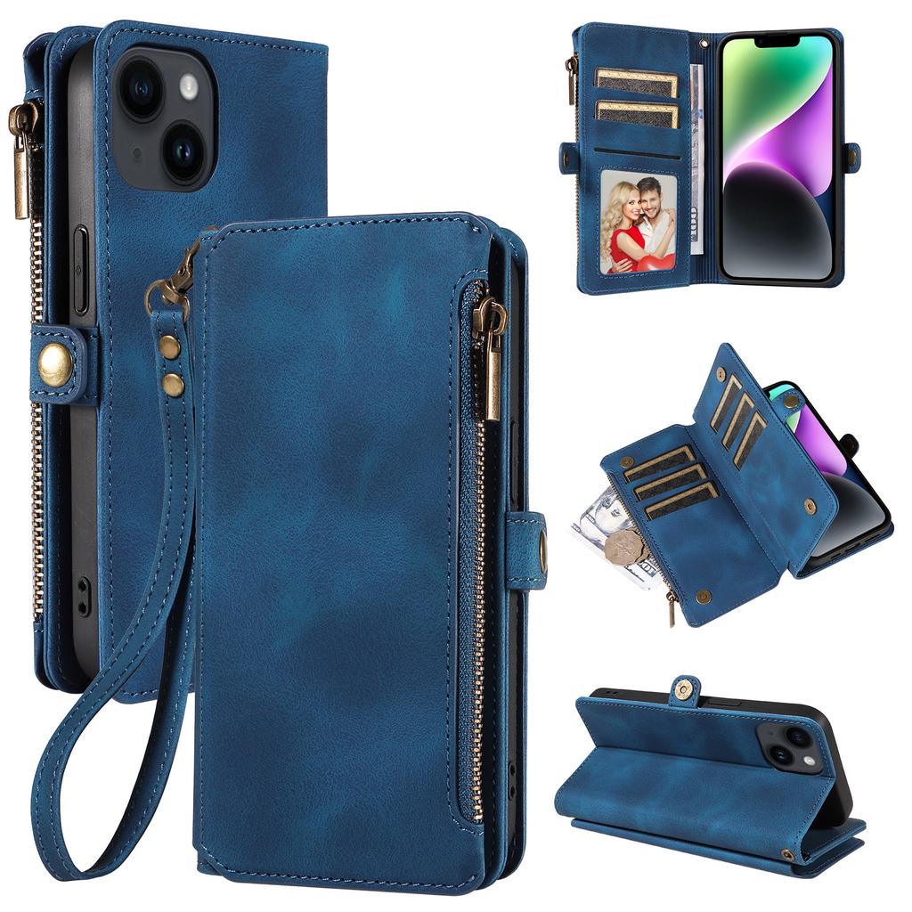 Compatible with iPhone 17 Pro Max phone case, Apple 16E phone leather case, 15 flip cover zipper wallet protective case
