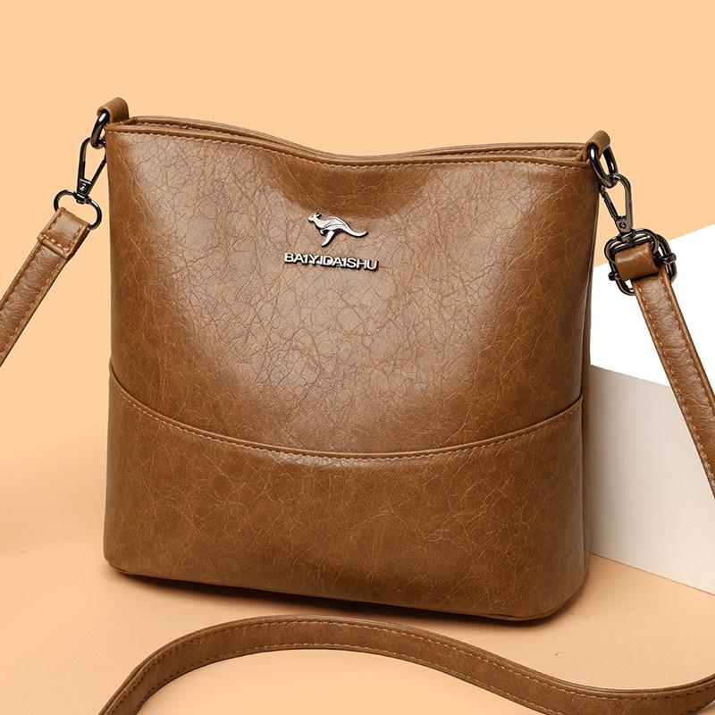 Женская модная сумка-ведро из мягкой кожи 2025 - Вместительная, практичная сумка на одно плечо, через плечо и подмышку