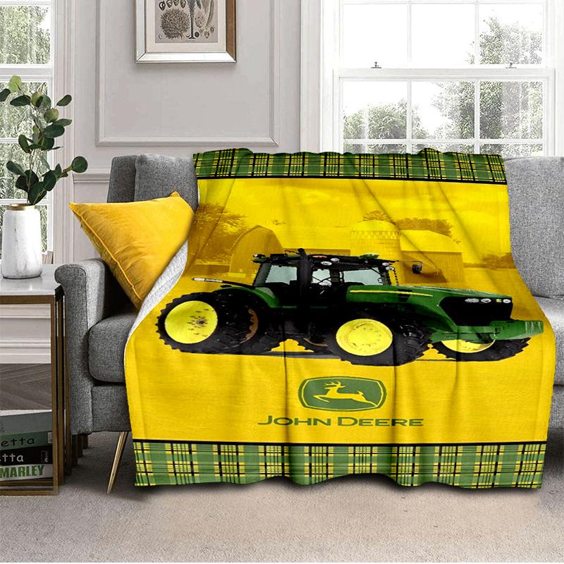 John Deere Logo Design Blanket Suitable for Sofas, Beds, Offices, And Camping - Perfect Gift for Halloween Christmas