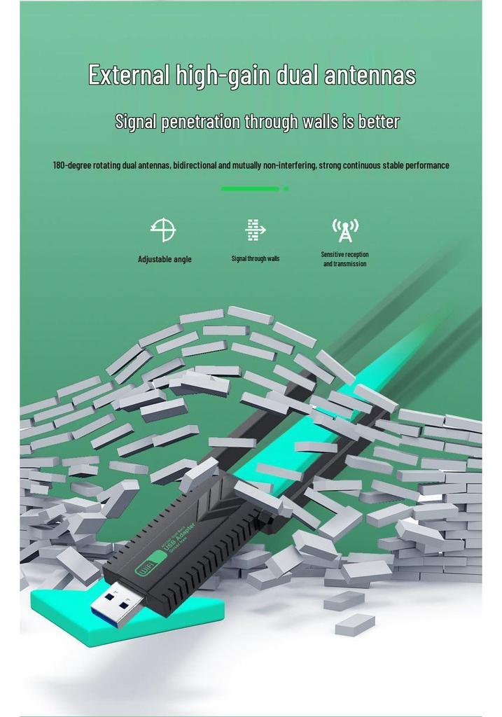 Двухдиапазонный USB WiFi-адаптер 1300M для настольного компьютера и ноутбука - 5G Гигабитный приемник/передатчик