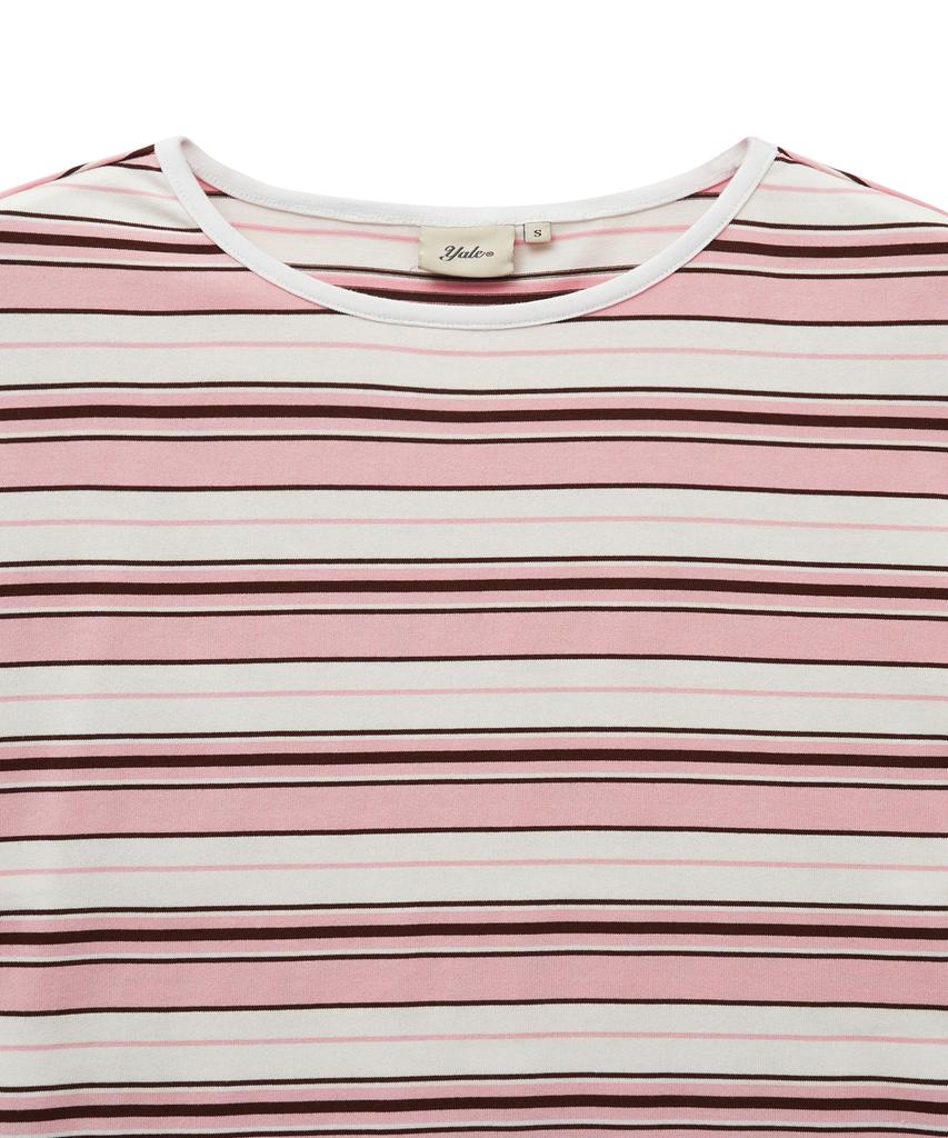 YALE Multi-Stripe Crop Long Sleeve_Pink