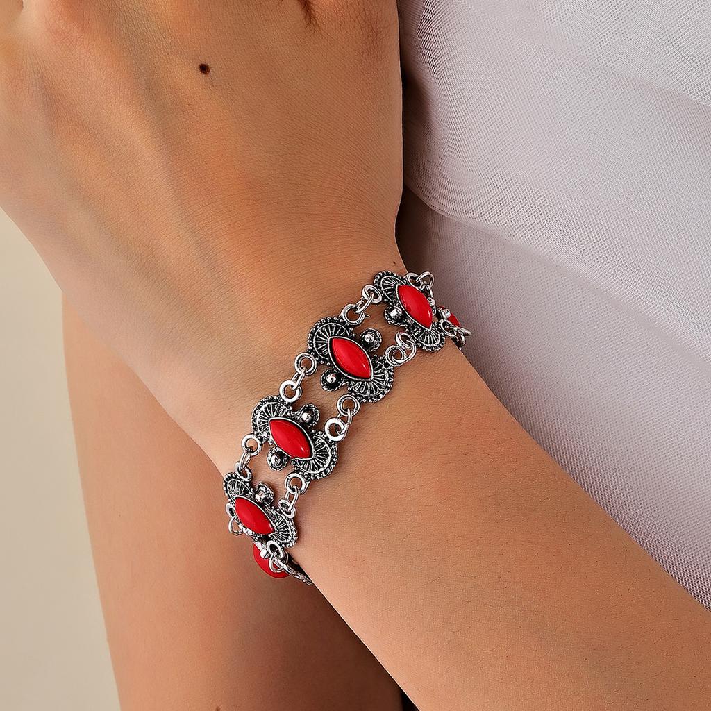 Винтажный простой винтажный серебряный браслет из камня с конским глазом, женский персональный творческий браслет, модные украшения