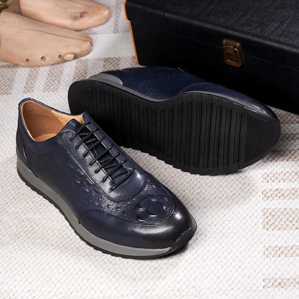 Модная мужская обувь 2024 года из натуральной коровьей кожи с крокодиловым узором, повседневные кроссовки на шнуровке, классические европейские дорожные оксфорды