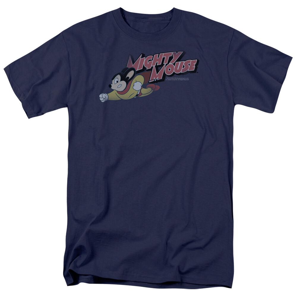 Mighty Mouse Mighty Retro T Shirt Mens Licensed Cartoon Merchandise Navy