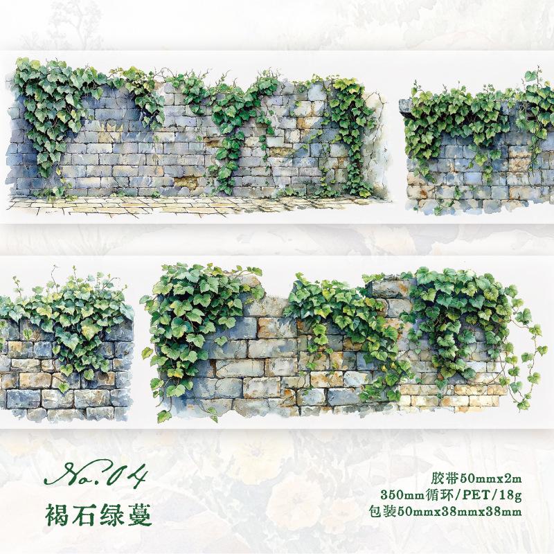 1pcs/1lot Decorative Adhesive Tapes a wall of green fields and flowers Decorative Scrapbooking DIY Paper Japanese Stickers