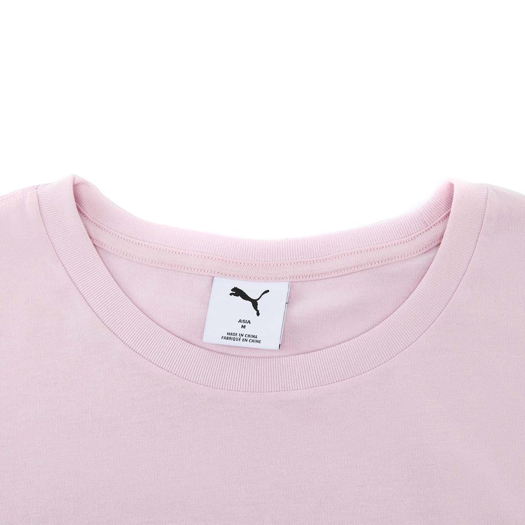 Puma Женская модная повседневная спортивная футболка с принтом Ess, с круглым вырезом, коротким рукавом, простая, розовая, унисекс, топ 697103-70