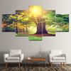 5 Panels Landscape Green Tree Sunlight Canvas Painting Nature Posters and Prints Wall Art Pictures Room Home Decor No Frame