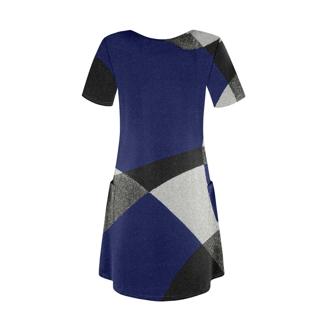 Женские модные повседневные платья с карманами и принтом в богемном стиле, пляжные платья с v-образным вырезом и короткими рукавами