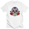 Мужская футболка на заказ с мексиканским цветком, розой, черепом. Хлопковая футболка. Модные футболки. Одежда.