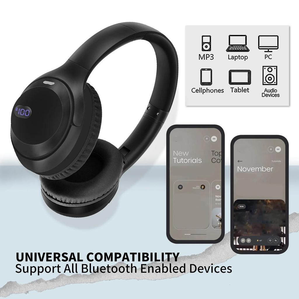 Детские наушники Bluetooth 5.2 со светодиодными кошачьими ушками, ограничением громкости 85/94 дБ и временем воспроизведения 100 часов, складная беспроводная/проводная гарнитура с кабелем 3,5 мм