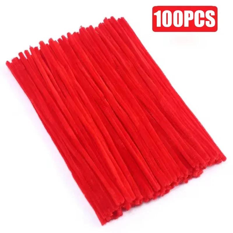 100/10Pcs DIY Plush Chenille Sticks Stem Pipe Cleaners Bending Plush Craft Wired Sticks Kids Educational DIY Decoration Supplies