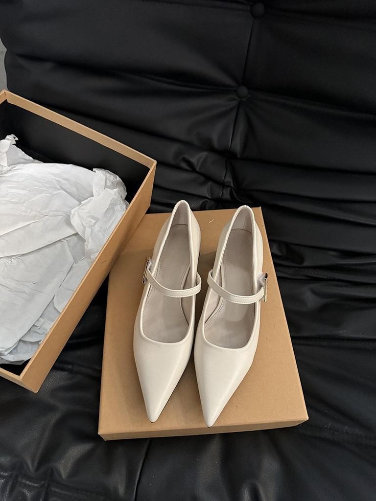 Заостренные серебристые туфли Мэри Джейн из мелкой кожи женские туфли с юбкой дизайн на среднем и высоком каблуке одинарные туфли