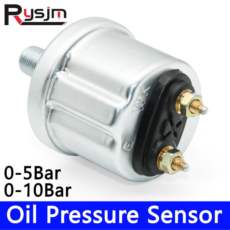 HD 1Pc Mechanical Oil Pressure Sensors NPT1/8 M10X1 Sensor Thread For 0-5 Bar 0-10 Bar 52mm Oil Pressure Gauge Sensors 9-32V