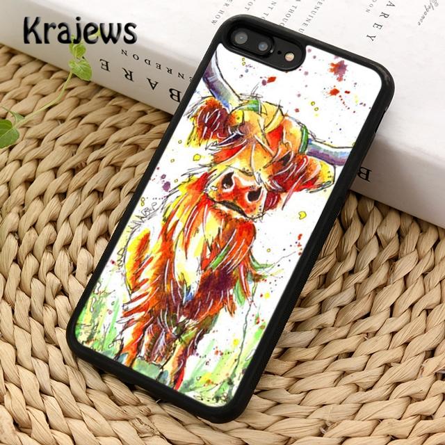 Krajews Animal cattle cow watercolor painting Phone Case For iPhone 17 Air 16 15 14 plus 11 12 13 pro max coque