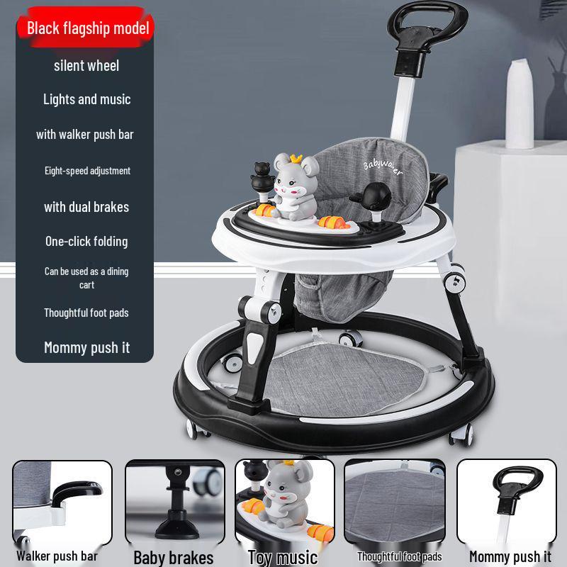 Multifunctional Baby Walker: Anti-Rollover, Anti-O-Leg, Sit-and-Push Learning Trolley