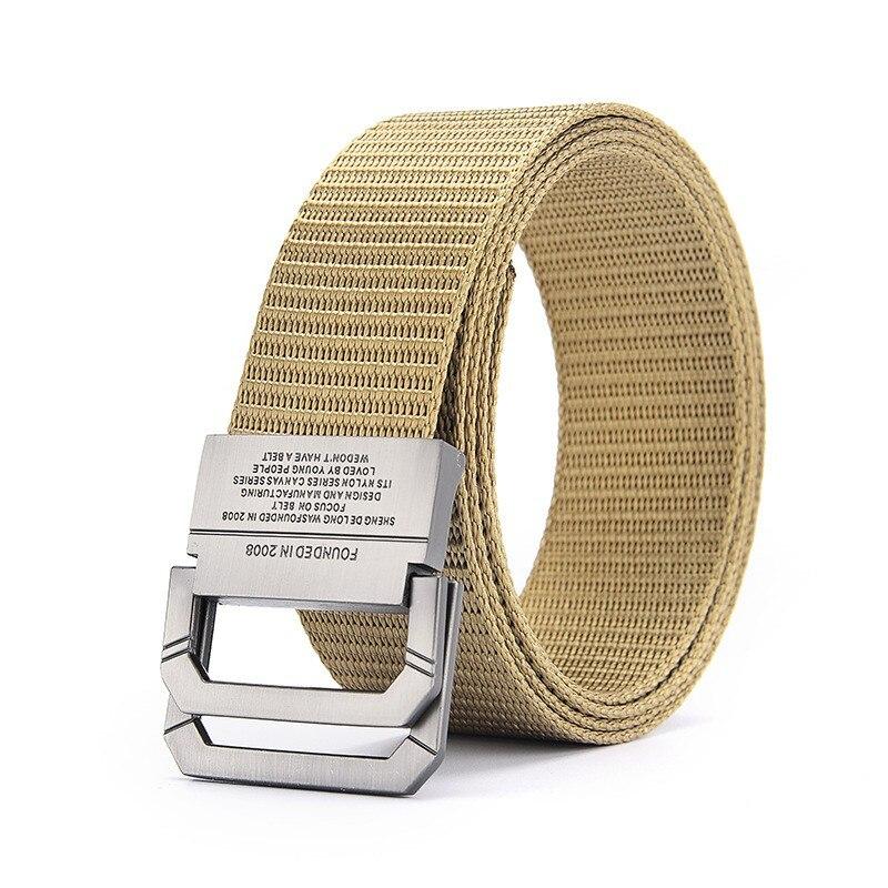 Мужской ремень Trend Double Loop Buckle ремень из холста Женский ремень с брюками-карго Джинсовый ремень Спортивный ремень на открытом воздухе Без перфорации