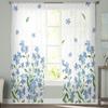 Watercolor Blue Flowers Farmhouse Countryside Voile Sheer Curtains Living Room Window Tulle Curtain Kitchen Bedroom Home Decor