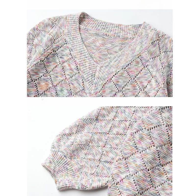 Весенне-осенние женские топы на кулиске, новые базовые рубашки, тонкие свободные корейские свитера больших размеров, V-образный вырез