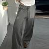Женские повседневные брюки, прямые, широкие, с полосатым принтом, длинные брюки, регулируемый пояс, свободный крой, домашние брюки