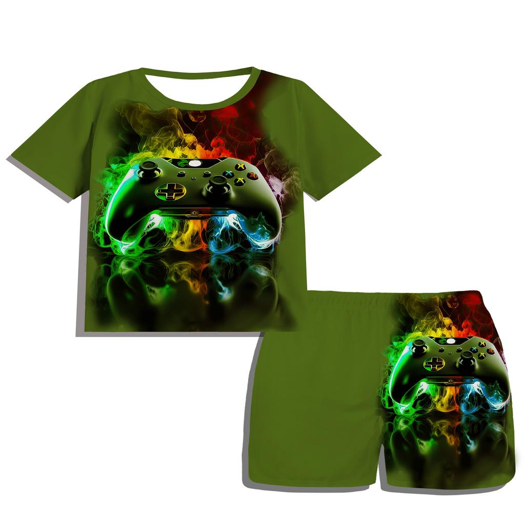 Детская одежда Костюм для мальчика с коротким рукавом Мальчик Детские шорты 3D Game Handle Модная детская летняя одежда Детские комплекты