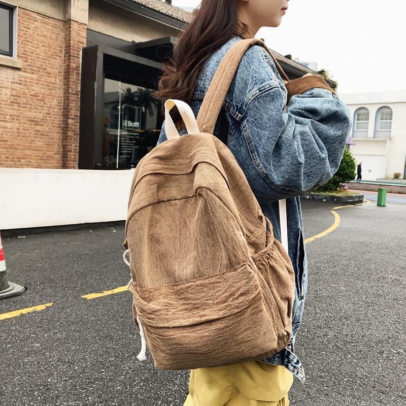 Школьный женский рюкзак в стиле ретро, ​​холст, большая вместимость, студенческий рюкзак