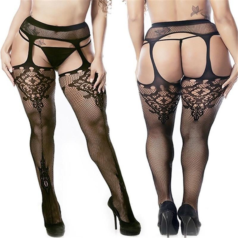Women Sexy Lace Stockings Suspender Pantyhose Tight Leggings Plus Size