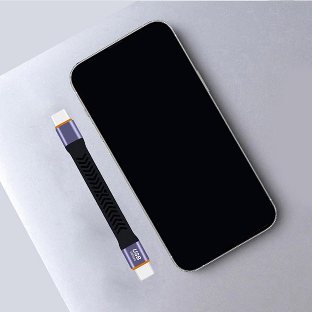 Кабель USB C - USB C, высокоскоростная передача данных 40 Гбит/с, 100 Вт, быстрая зарядка PD, FPC, плоская линия, 4K60 Гц, поддержка видео, 10 см, короткий