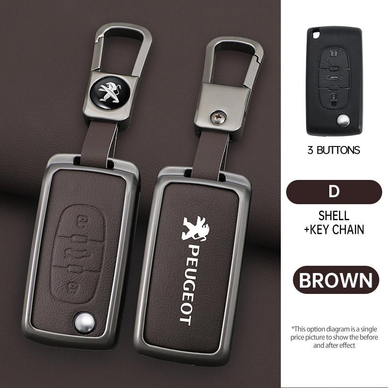 Zinc Alloy Car Key Case Cover Protection Shell For Peugeot 107 207 307 307S 308 407 607 807 3008 5008 Auto Key Bag Accessories