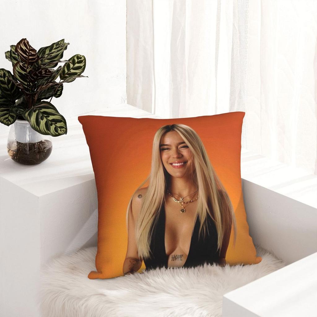 Karol G Tropicoqueta New Album Pillowcase Polyester Cushion Cover Decor Verano Rosa Throw Pillow Case Cover Home Square 40X40Cm