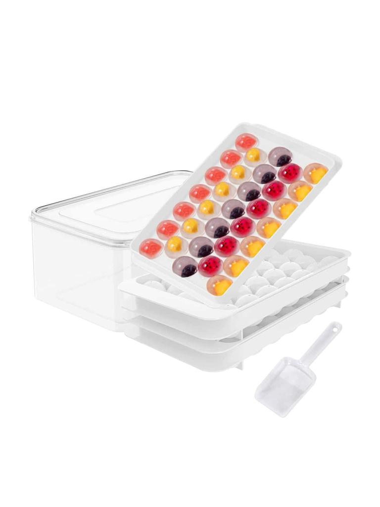 Круглый набор для кубиков льда, 3 лотка, 1 контейнер для льда и совок, усовершенствованные формы для льда, круглая форма для кубиков льда для коктейля, виски, кофе