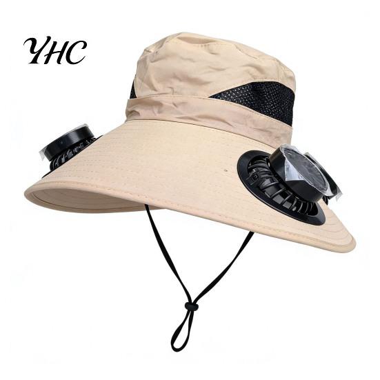 Solar Powered Sun Hat with Detachable Fan Design, 4 Fans UPF 50+ Bucket Hat, Battery Backup Adjustable Fit Outdoor Cooling Built-in Panels And Type-C