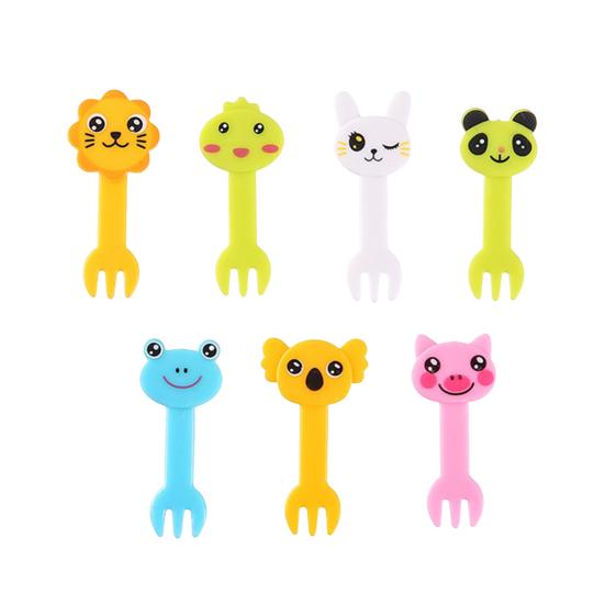 7/10Pcs Fruit Fork Anti-scratch Burr-free Comfortable Grip Non-breakable Non-slip Cute Cartoon Animal Shape Bento Stick