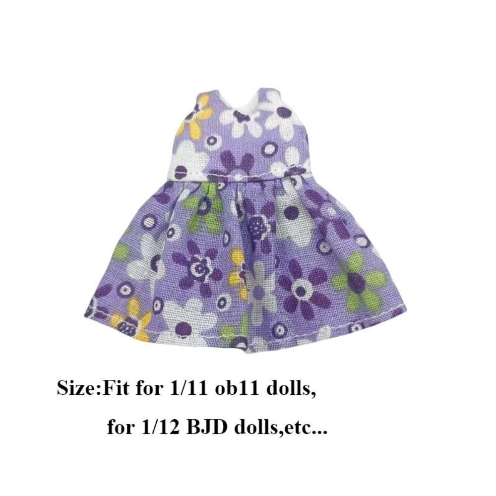 Accessories Printed Dresses Fashion Dolls Tops New Doll Retro Skirt  For 1/11 OB11 Dolls/1/12 BJD