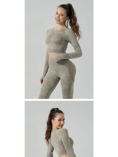 Women's High-Waist Yoga Set: Hip-Lifting Pants & Long-Sleeve Top